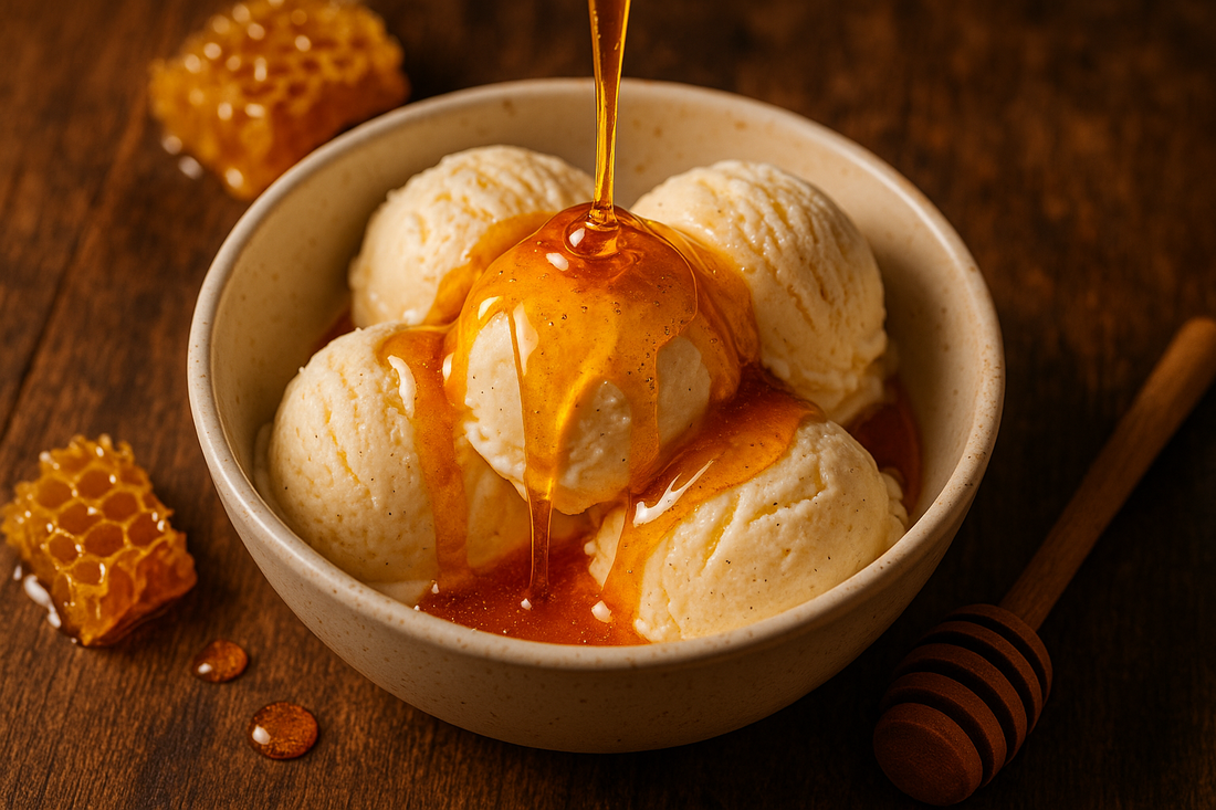 Vanille Eis mit Heissem Honig